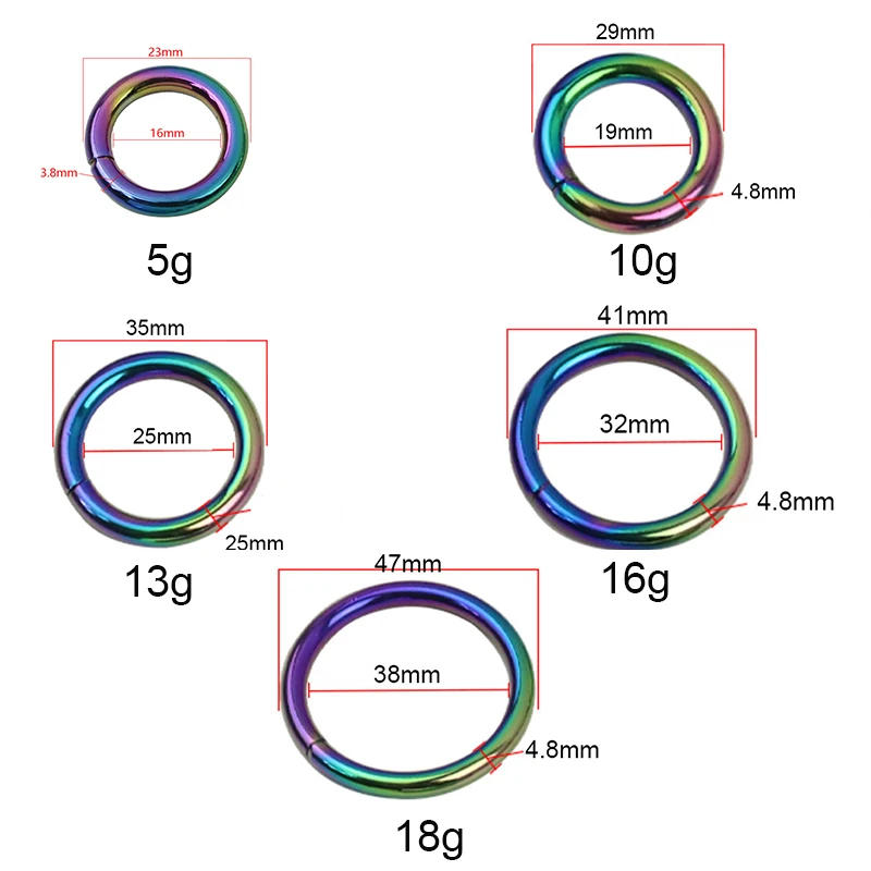 10-50pcs 5 Size Rainbow 2022 Durable Metal Iron No Welded Open Square Split Ring Solid Buckle Hook Hardware For Bag Accessory