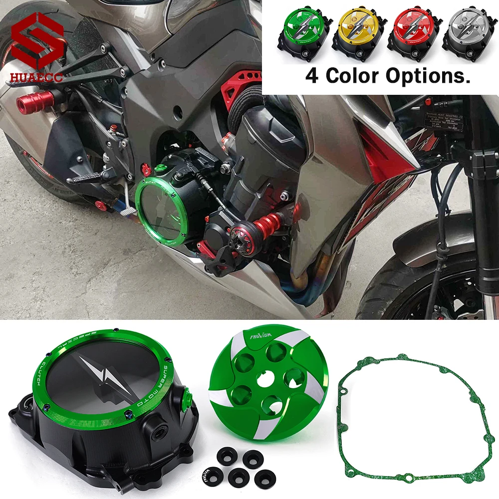 CNC Motorcycle Pressure Plate Engine Transparent Clutch Cover Guard For Kawasaki Z1000 2010-2015