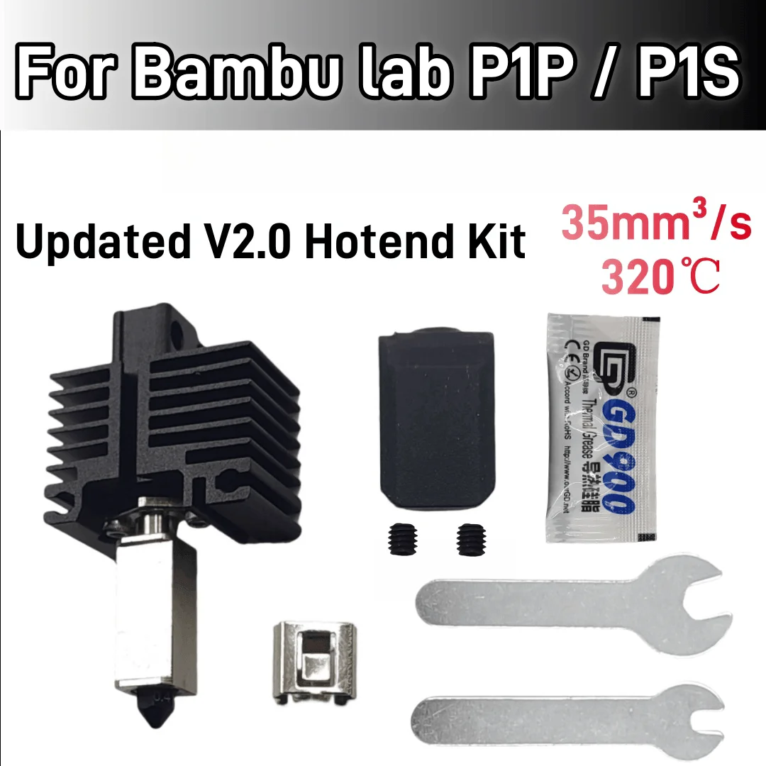 For Bambu Lab P1 Series Hotend Upgrade 2.0 Version Bambulab Bi Metal Fit Bamboo Bambulabs P1P P1S Hot End P1P Thermistor