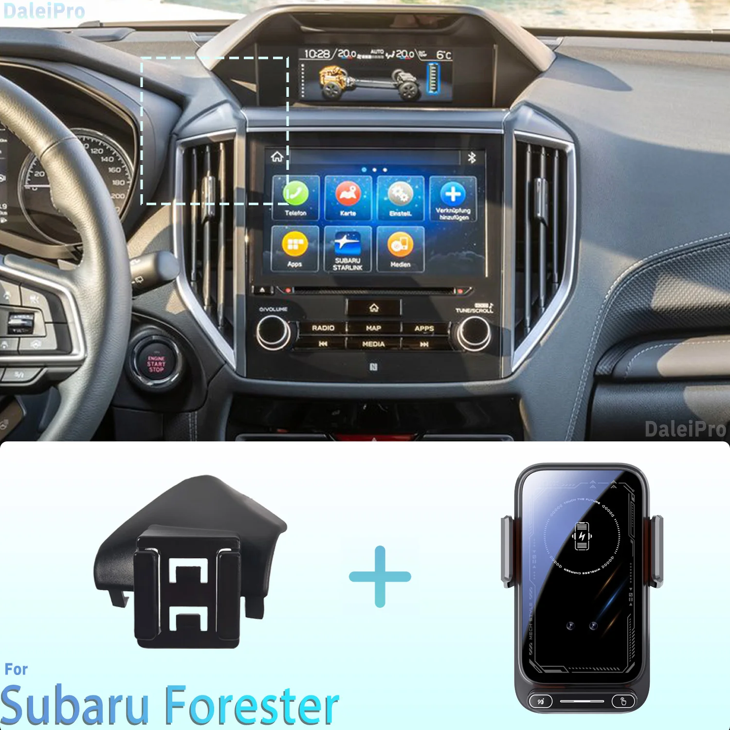 Designed for Subaru Forester 2019-2023 2024 Phone Holder Car Magnetic Mount Smart Sensing Wireless Charging One-Touch Release Qi