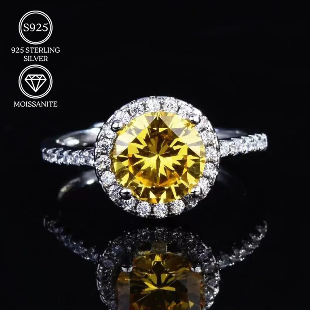 1pc 0.5/1/2/3 Carat Yellow Moissanite Ring, Ideal for Dating and Party Wear, Luxurious Choice for Anniversary.