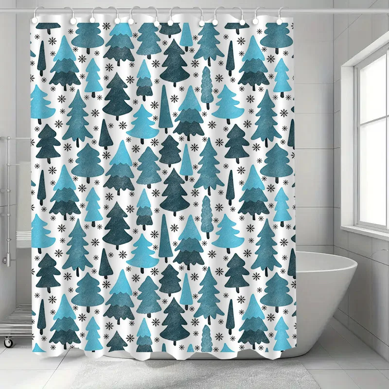 

Синяя рождественская елка, моющаяся грязеотталкивающая занавеска для душа, насадка для душа, водонепроницаемая полиэстеровая занавеска для ванны для домашнего декора