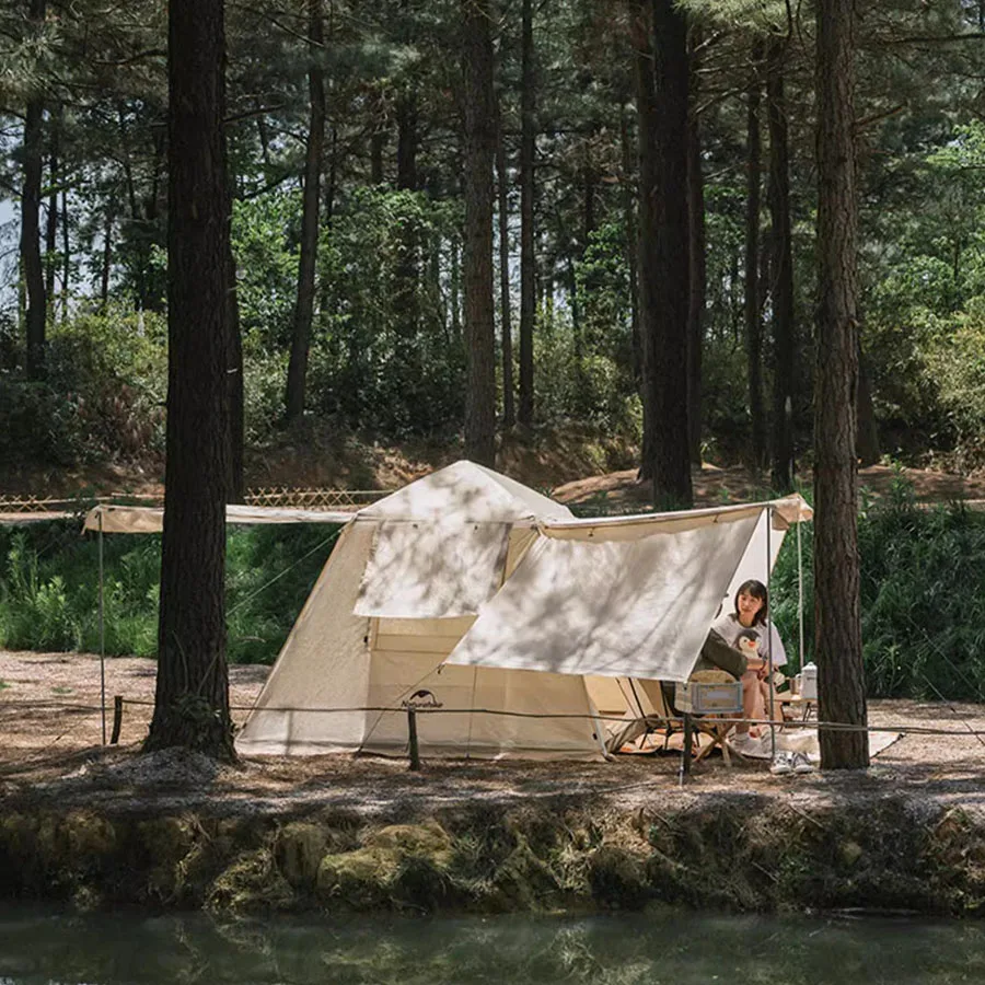 Tenda berkemah pernikahan tahan air Yurt, tenda pengaturan cepat pantai pancang sangat ringan luar ruangan taman pesta Organizer tenda kanvas Carpa