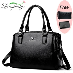Women Soft Leather Handbags Luxury Designer 3 Layers Pocket Shoulder Crossbody Bags Ladies Large Capacity Brand Messenger Tote