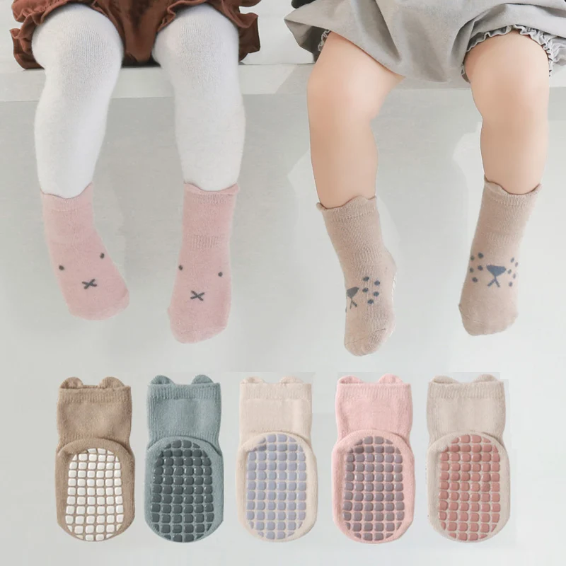 Chaussettes en coton peigné pour enfants, chaussettes d'intérieur pour tout-petits, chaussettes de sol pour garçons et filles, chaussettes confortables pour bébé, chaussettes en coton tube doux