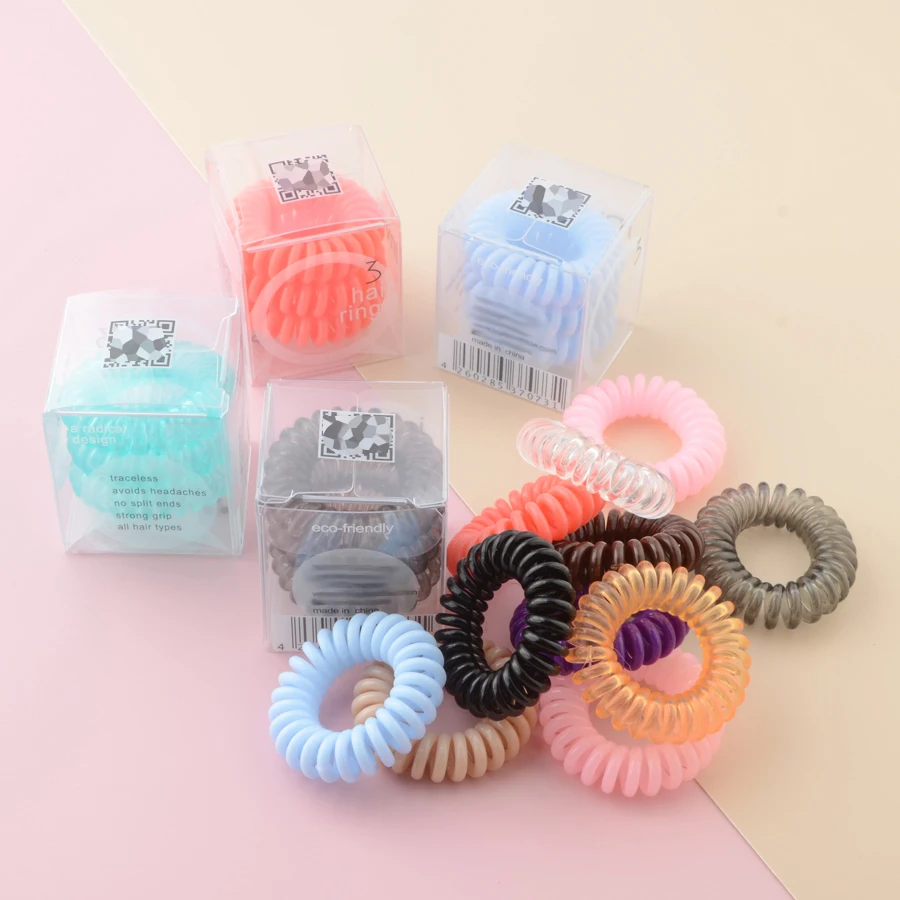 1box 3.5cm Cute Candy Color telephone line hair bands gum styling tools headwear drop shipping elastic