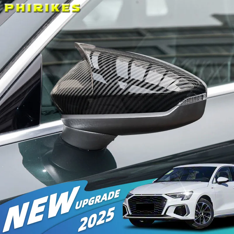 Pair Side Wing Mirror Cover for Audi A3 S3 RS3 8Y 2021-2024 Add On Side Rear View Mirror Cap Cover Car Accessories