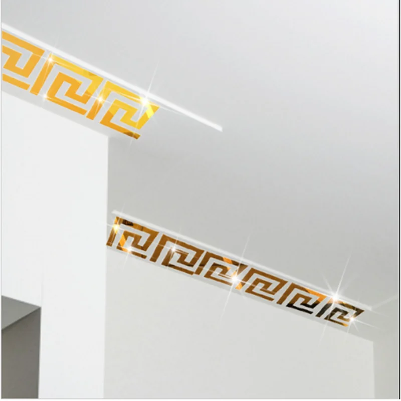 100/50pcs Self Adhesive Waist Line 3D Mirror Sticker 10x10cm DIY Wall Stickers for Living Room Edge Strip Corner Line Wall Decor