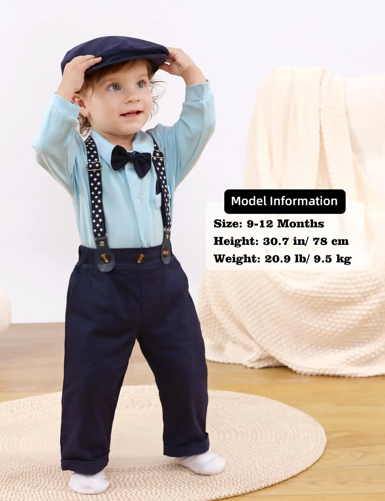 Baby Boys Suit Newborn 1st Birthday Outfit Infant Wedding Bodysuit Suspenders Clothes Sets Christmas Christening Costume