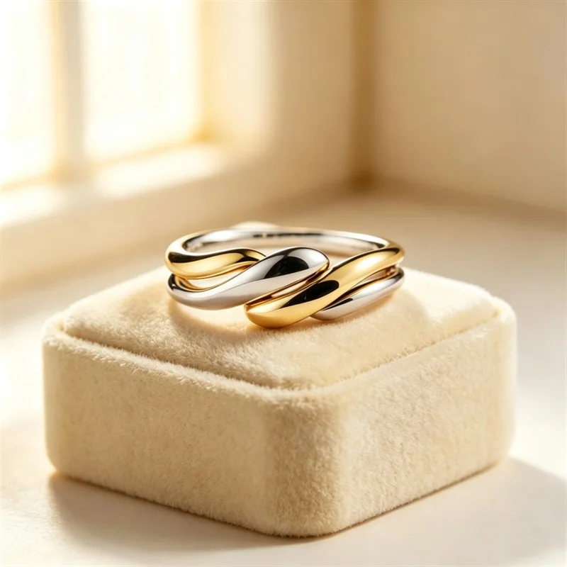 925 Sterling Silver Trendy Two Tone Twist Finger Exquisite Rings for Women Fashion High Quality Wedding Party Fine Jewelry