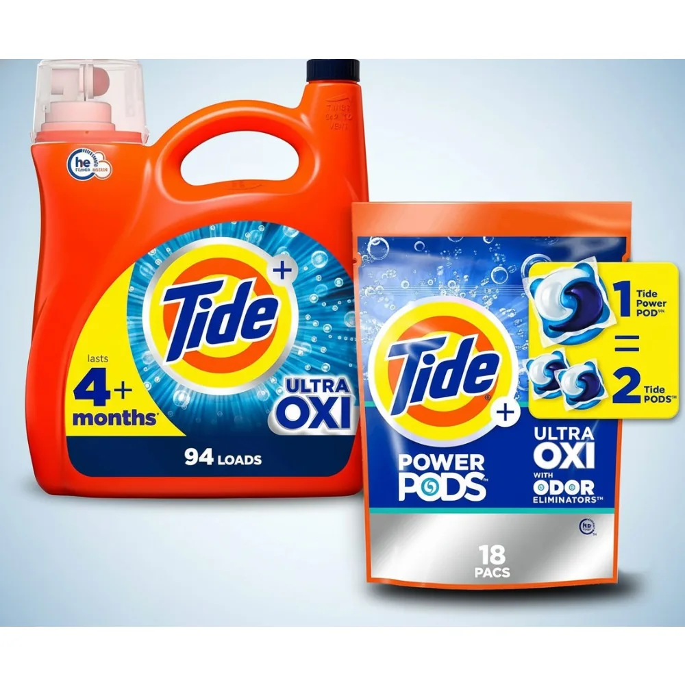 

Ultra Concentrated Laundry Detergent Bundle - 94 Loads Liquid + 18 Power PODS for Tough Stains & Odors
