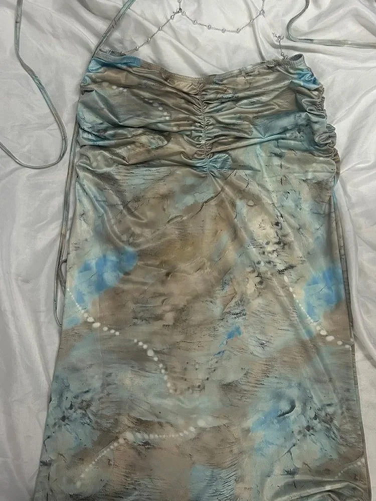 UETEEY 2025 New Summer Beach Cover Up Dress Sexy Hottie V Neck Sleeveless Backless Slim Dress Fashion Laced Up Beach Maxi Dress