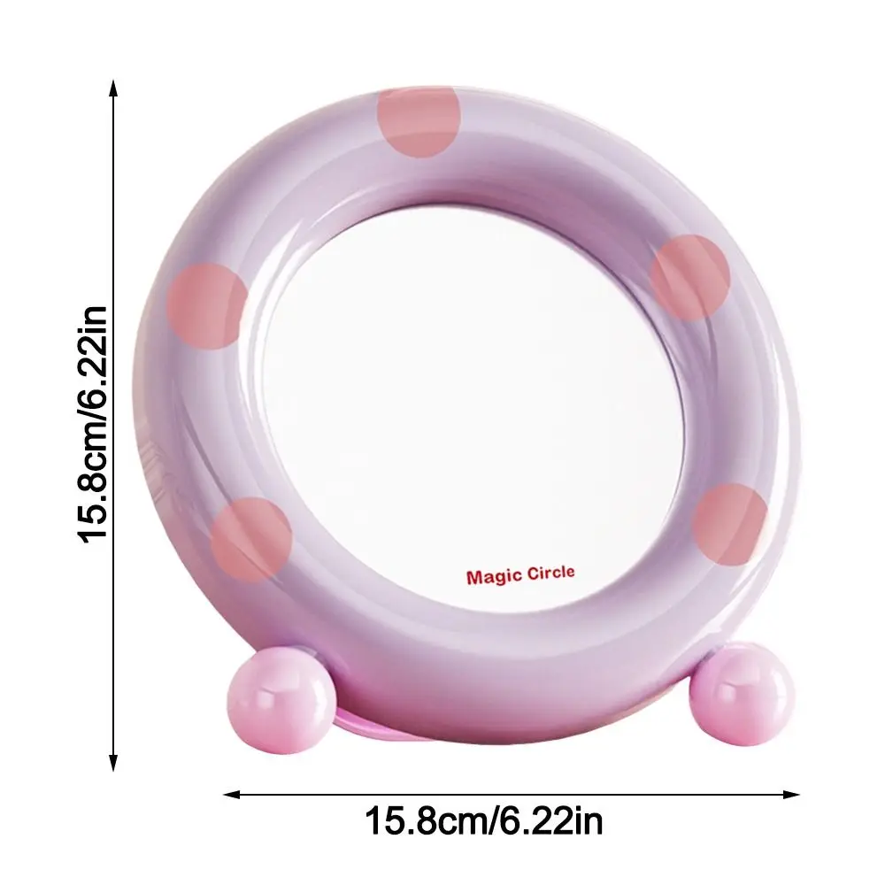 Fashion Round Desktop Makeup Mirror Dopamine with Adjustable Bracket Cosmetic Mirror Vertical Vanity Mirror Bedroom Decoration