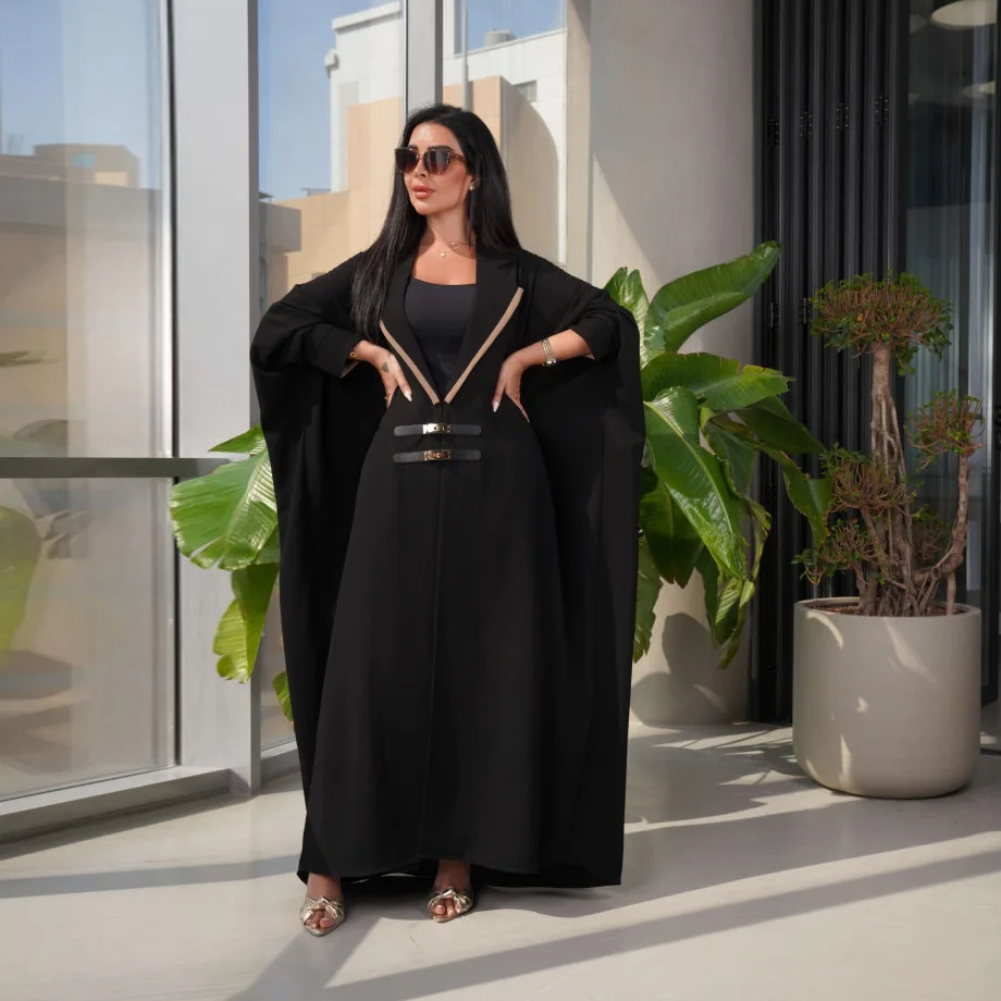 Abayas Noirs pour Femmes Musulmanes, Robe Modeste, Ramadan, Dubaï, Abaya Ouverte de Luxe, Kebaya Turquie, Kaftan Eid Djellaba, Islam Jalabiya