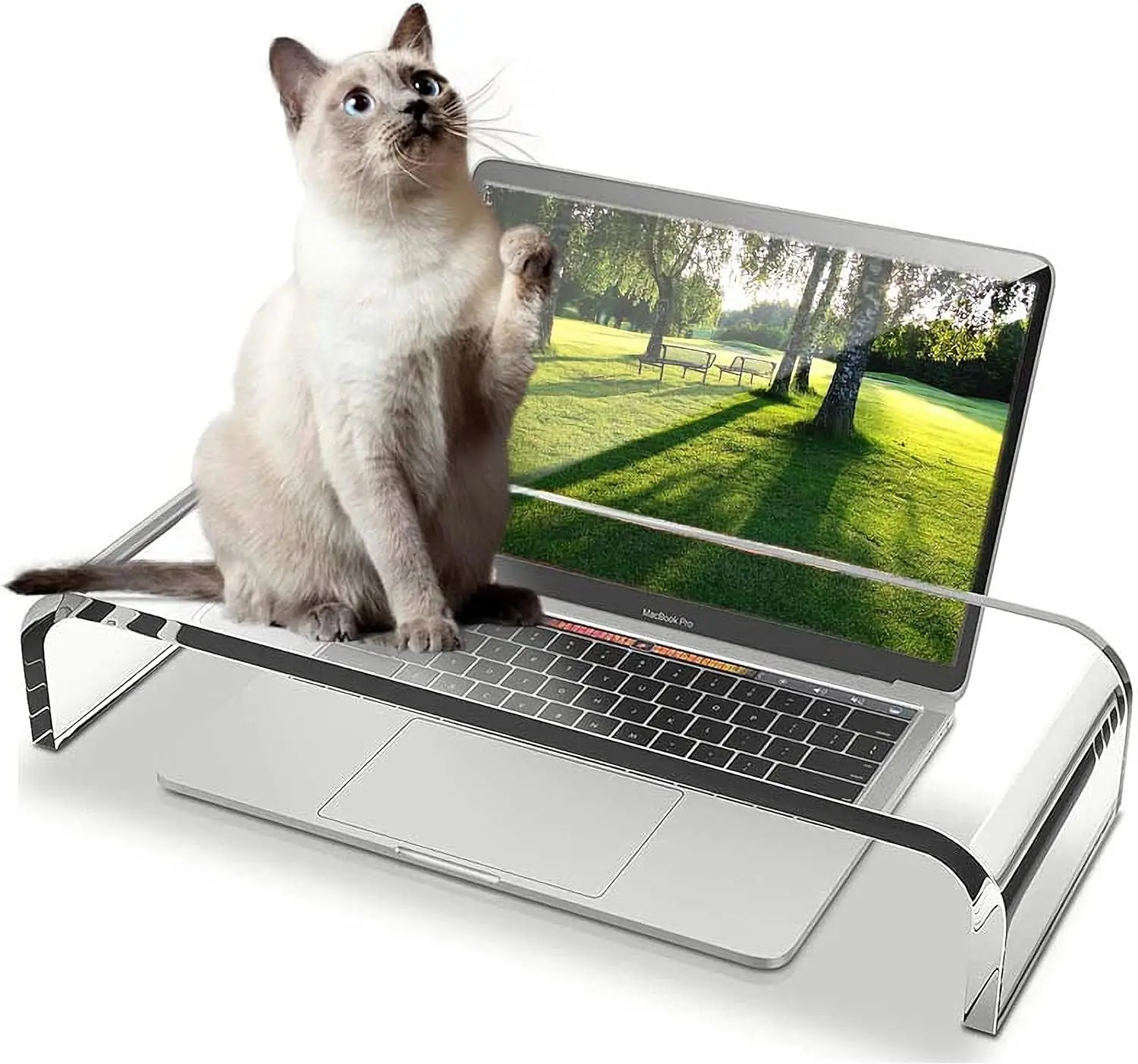

Clear Acrylic Monitor Stand,Keyboard Cover Protector Anti-Cat Prevent Cats from Touching Keyboard,Stand for Laptop, 1525-001