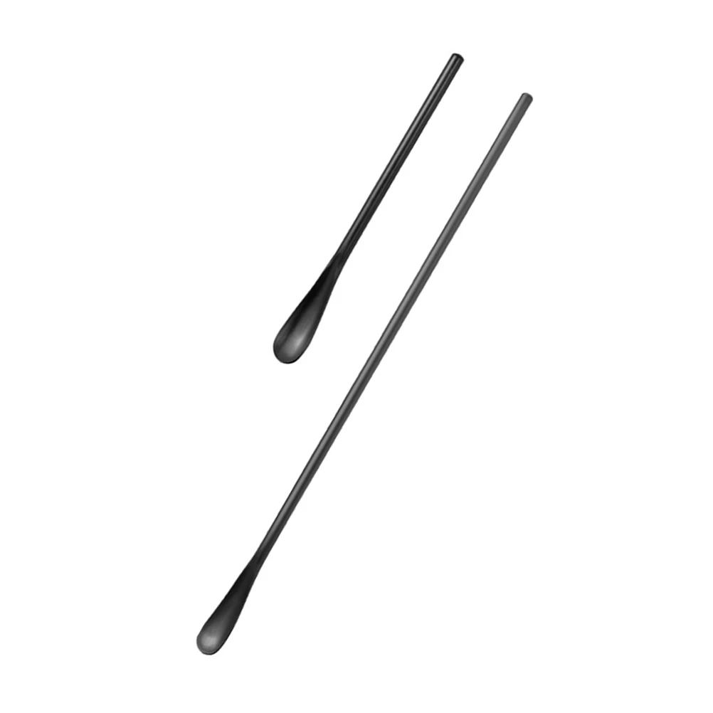 

2 PCS Serving Spoons Stainless Steel Stirring Rod Beverages Mixing Coffee Black