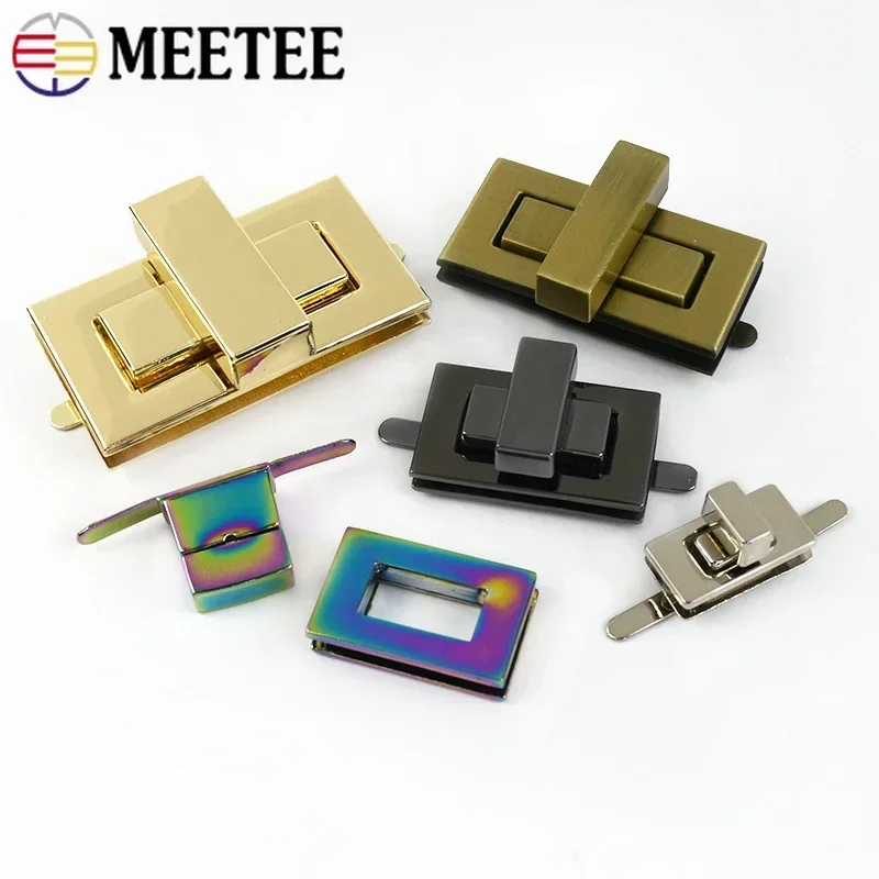 1-5Pcs Bag Square Lock Buckle Metal Turn Twist Locks Clasp for Handbag Purse Closure Toggle Latch Buckles DIY Repair Accessories