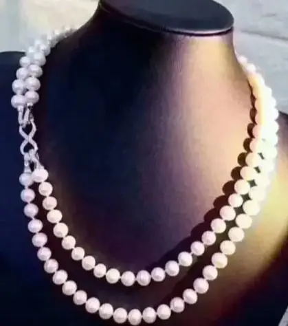 

noble jewelry 7-8mm Freshwater white pearl necklace