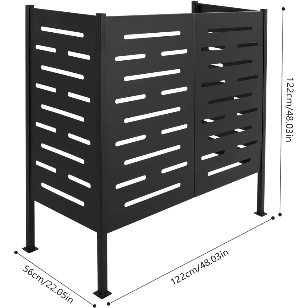 Recinzione per unità esterna, pannelli in legno per schermi privacy esterni con paletti metallici, recinzione per condizionatore d'aria, recinzioni per pattumiera, attrezzatura per piscina