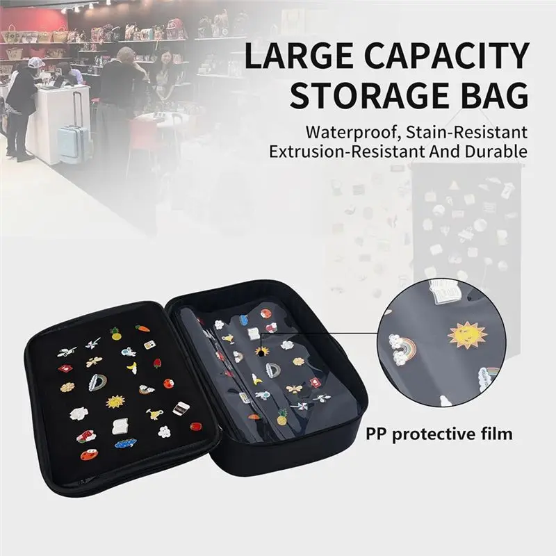 DT39 Enamel Pin Display Bag, 12 Page Collectible Pins Board Storage Organization Box, Travel Pin Transaction Book for Badges