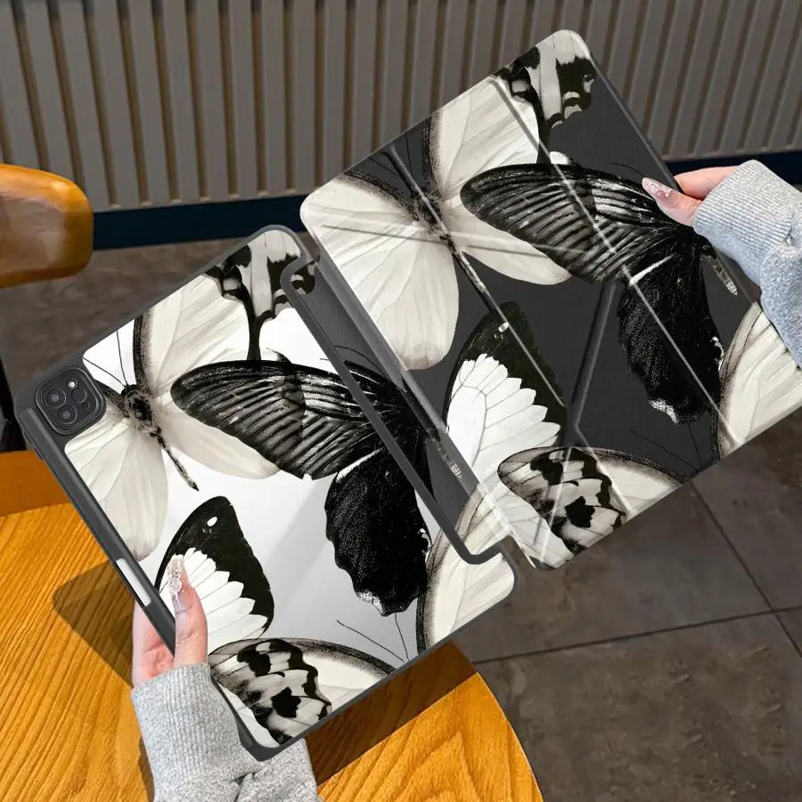 Tablet Case For iPad Pro 2025 Mini 6 7 Air 4 5 M3 M2 M4 11inch Pro 11 10 9 8 7 th 12.9inch Holder Cover Creative Butterfly Art