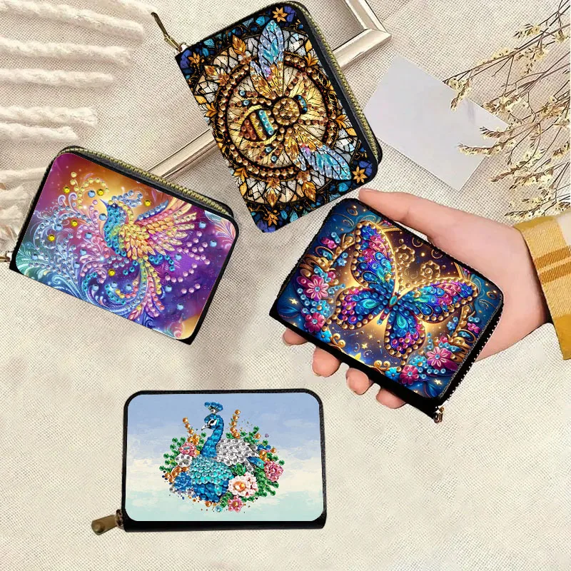 1 Animal Case Diamond Painting Fashion Card Case, DIY Diamond Painting Art Set, Large-Capacity Multi-Slot Zipper Design
