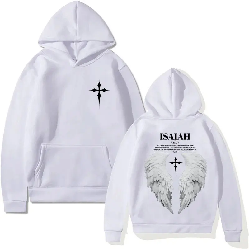 Aesthetic Christian Jesus Wing Bible Verse Hoodies Unisex Trendy Harajuku Oversized Sweatshirts Gothic Casual Fleece Streetwear