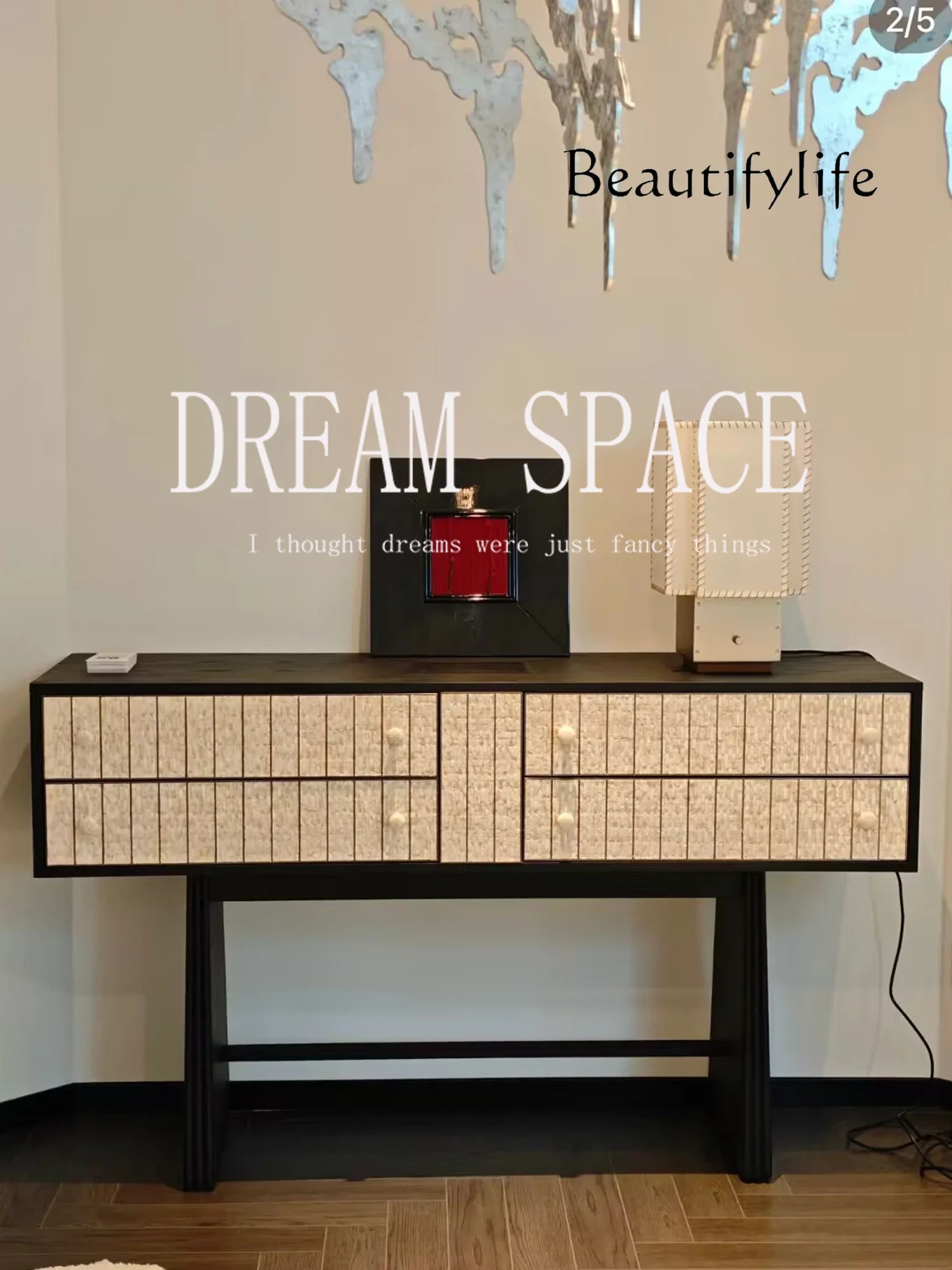 

BJ Medieval Solid Wood Entrance Table, Home Entrance Hall Decoration Table, Designer's New Storage Table