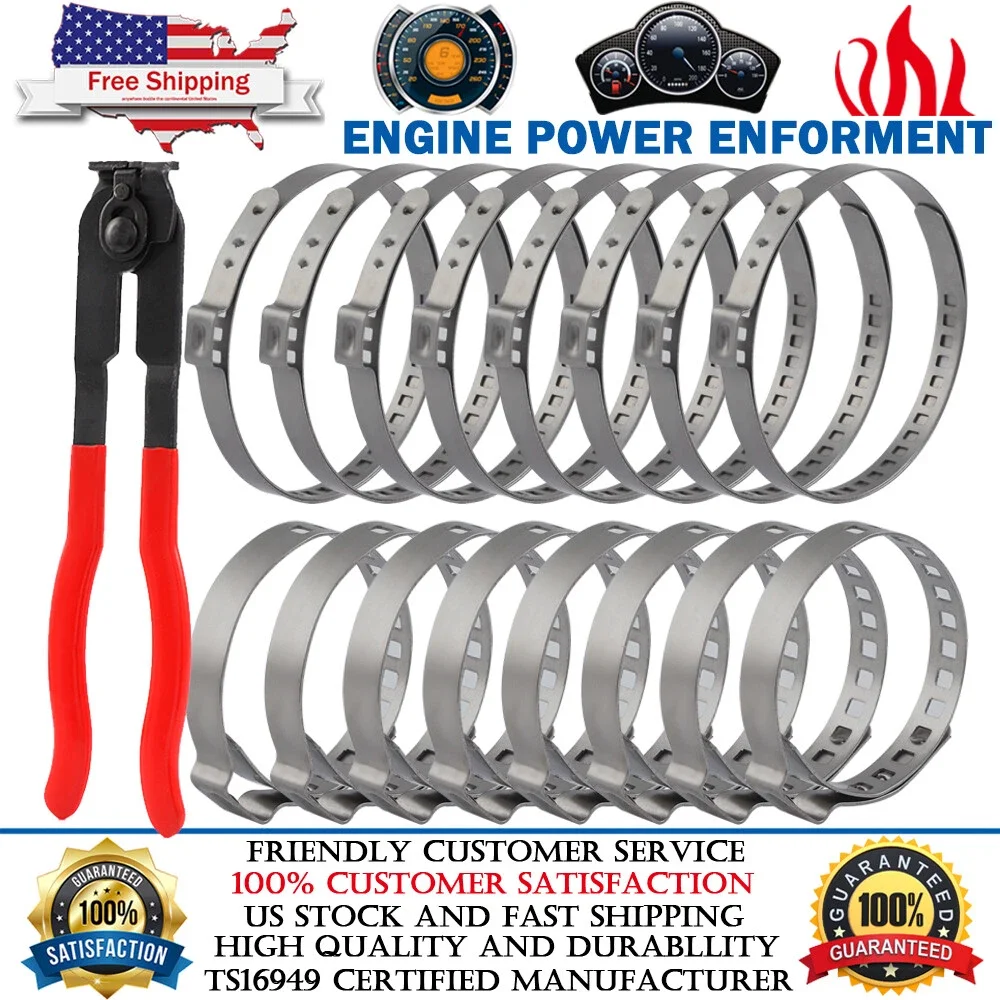 

18X Universal Adjustable Axle CV Joint Boot Crimp Clamps With Clamp Pliers Tools