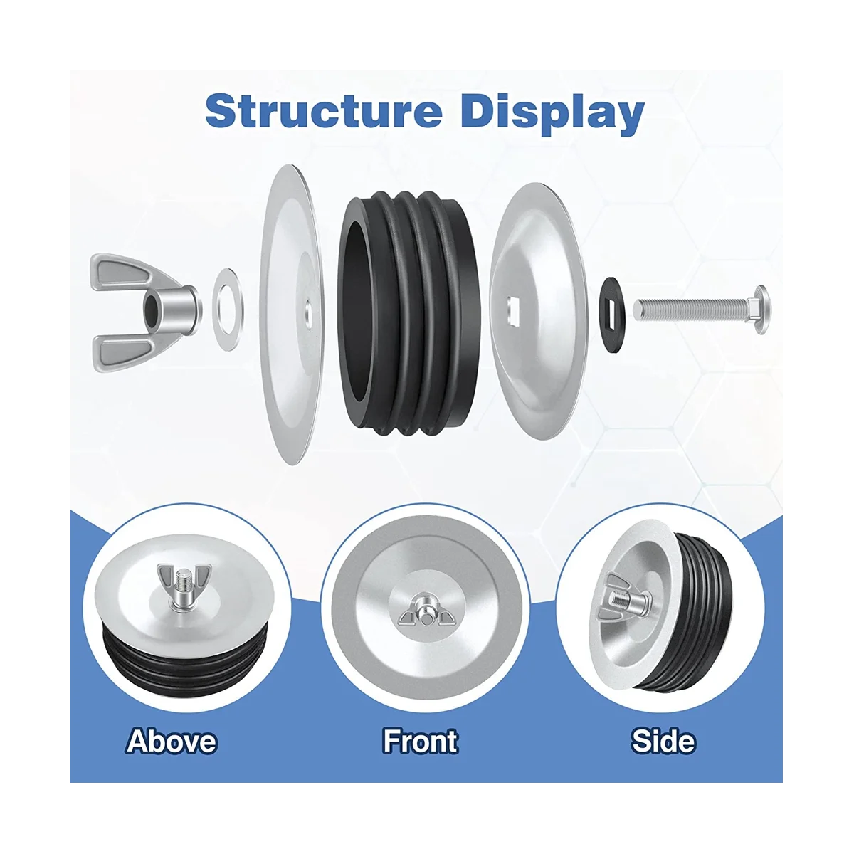 4In Steel Mechanical Test Plug,Sturdy Sewer Cleanout Cap with Galvanized Screw and Wing Nut Fit for Most Pipe Sink Pool