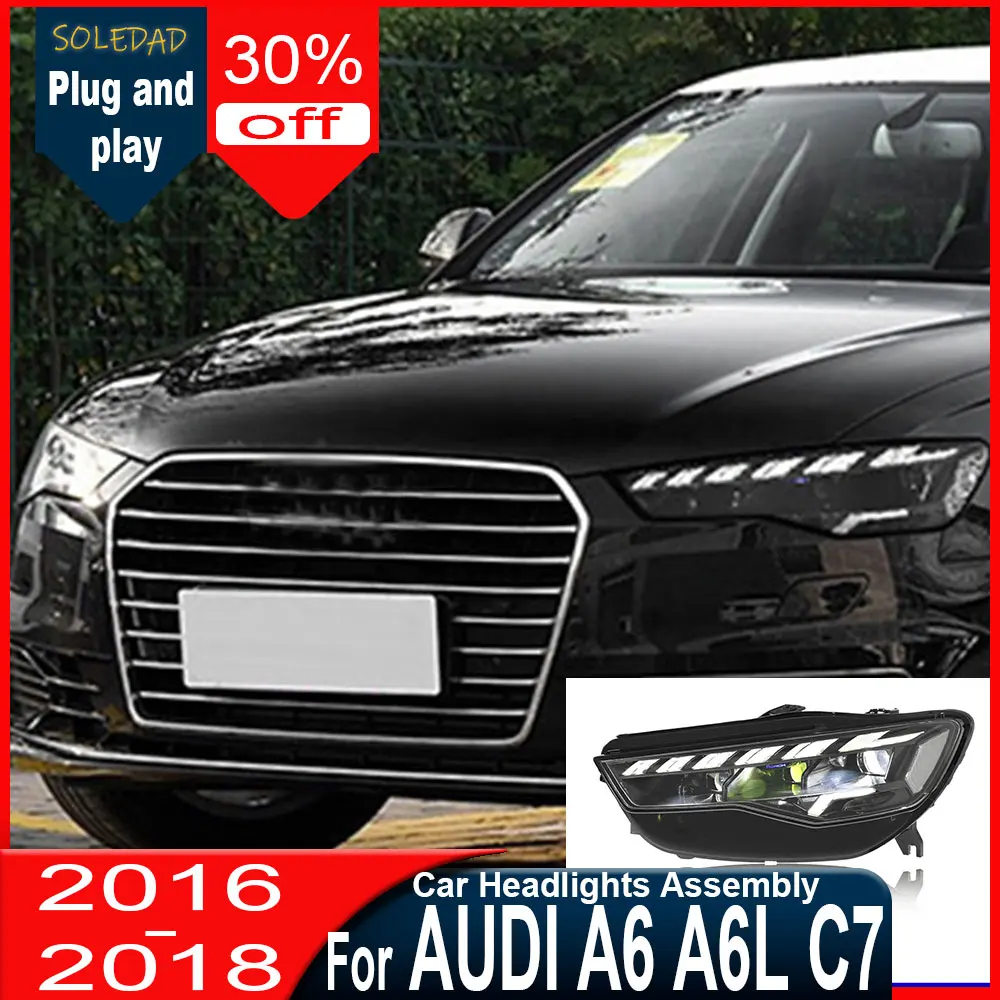 

car Headlights For Audi A6 C7 2016 2017 2018 Car Accessories Modified A6L Led Front DRL Turn Signal Lamp HeadLamp Assembly