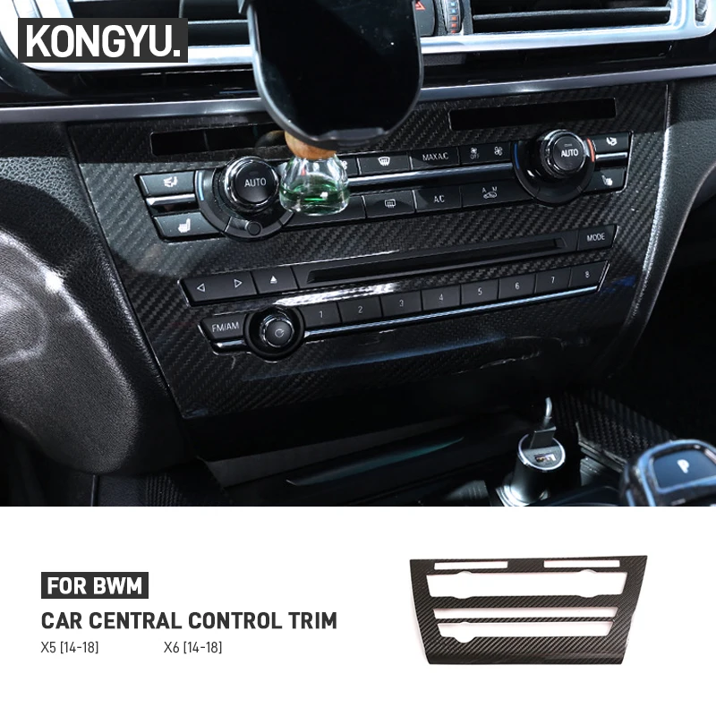 

For BMW X5 F15 X6 F16 2014-2018 Real Carbon Fiber Car Center Console Air Condition CD Panel Trim Sticker Interior Accessories