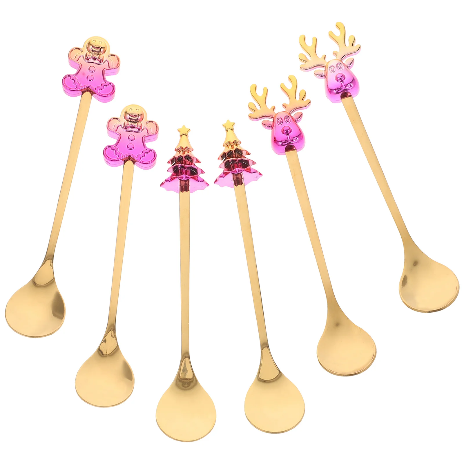 

6 шт., рождественский набор десертных ложек из нержавеющей стали, ложки для перемешивания кофе, чая, праздничный дизайн, элегантная подарочная коробка для праздника