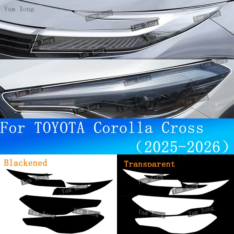 

2 Pcs For TOYOTA Corolla Cross 2025 26 Exterior Headlight PPF Transparent Protective Anti-Scratch Front Light Black Sticke Film