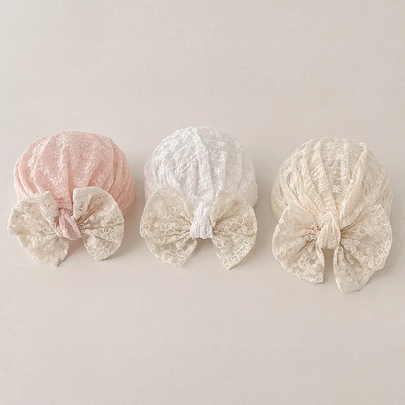 หมวกเด็กแบบบางสำหรับฤดูร้อนหมวกผ้าโพกหัวผูกโบว์น่ารักลูกไม้ทารกแรกเกิดเด็กชายเด็กหญิงหมวกอินเดียนศีรษะเด็กทารกอุปกรณ์ประกอบฉากการถ่ายภาพเครื่องประดับสำหรับเด็ก