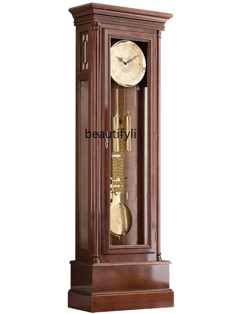 German Mechanical Clock European Style the Grandfather Clock   Chinese Style Retro Ornaments Vertical Clock Solid Wood