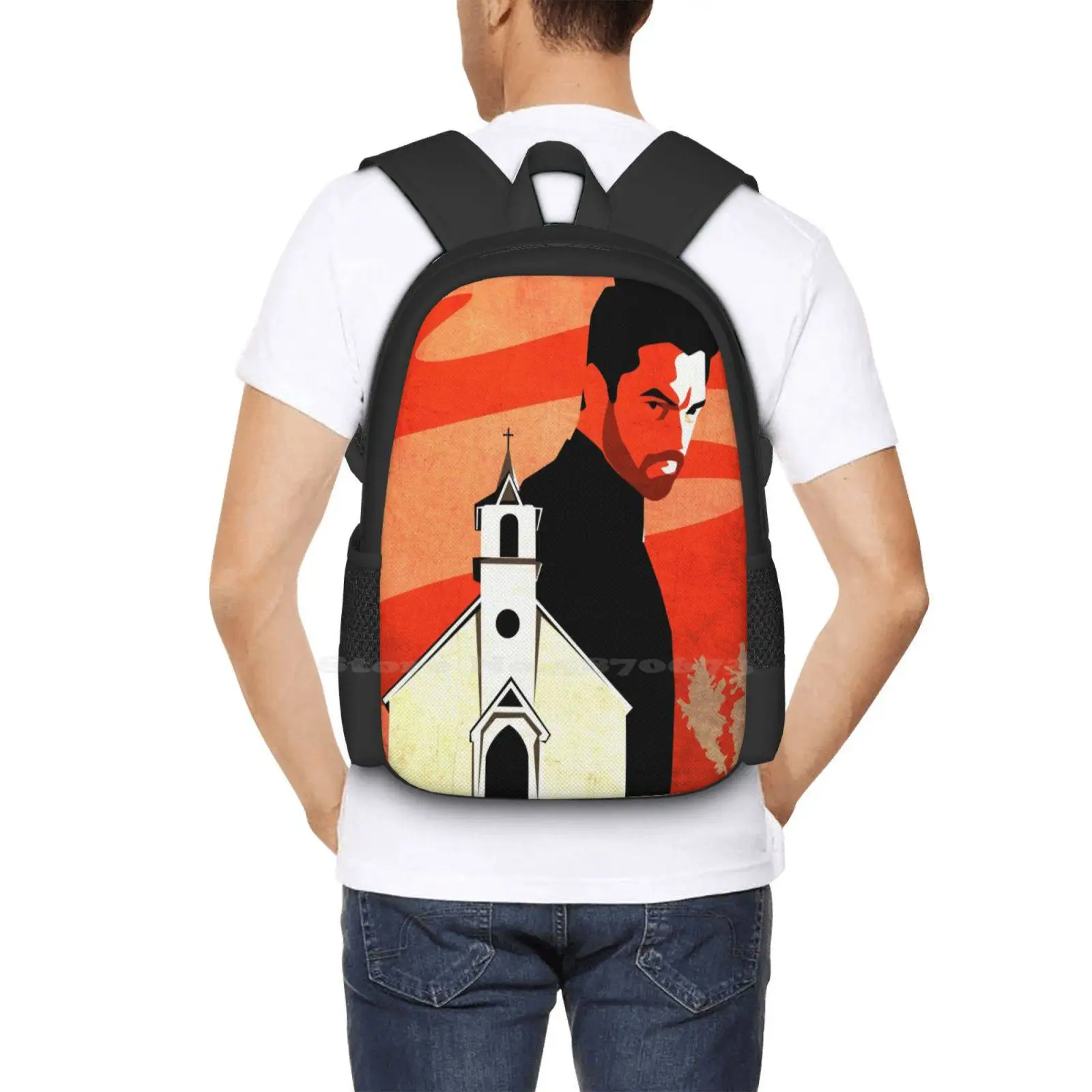 The Preacher Backpack For Student School Laptop Travel Bag Preacher Amc Dominic Cooper Annville Texas Comic Book Tv Jesse