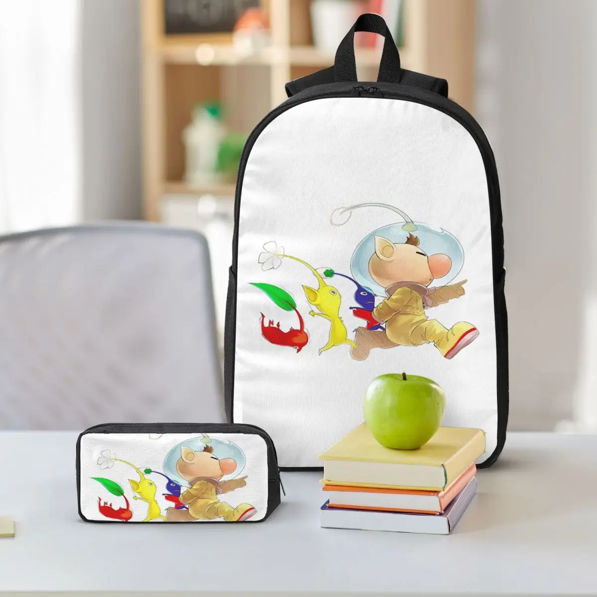 حقيبة ظهر بيكمين للطلاب والأولاد والبنات حقيبة كتب مدرسية حقائب كتف للكمبيوتر 3 قطع حقيبة غداء معزولة مقلمة