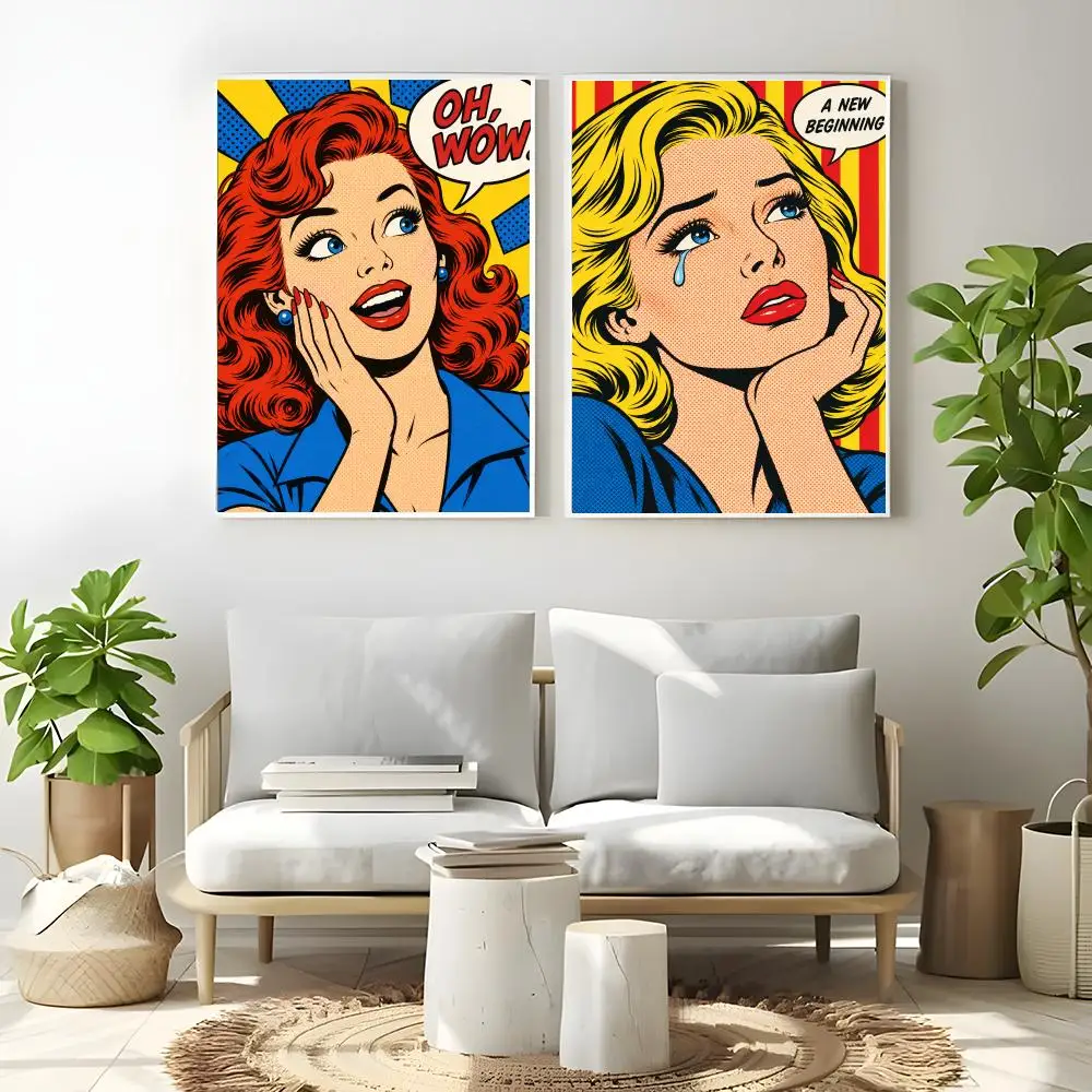 Art Roy Lichtenstein Poster Self-adhesive Art Poster Decoracion Painting Wall Art White Kraft Paper Home Decor
