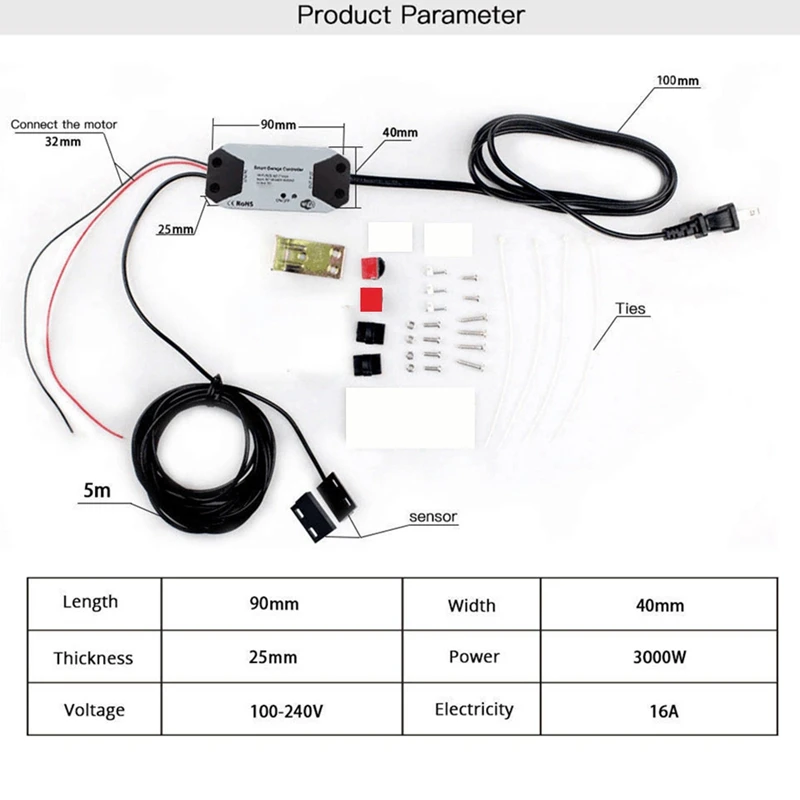 Tuya WIFI Smart Garage Door Opener Controller APP Voice Control Intelligent Switch Support Family Sharing Control