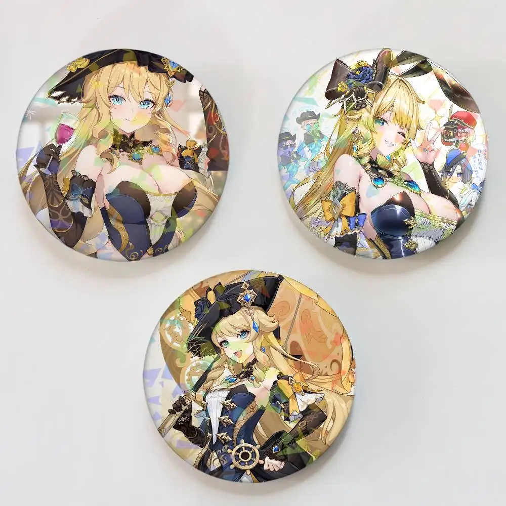 Genshin-Alfileres de botón láser Navia de impacto, mochila, decoración de ropa, broche, insignia de ficción, regalos de joyería