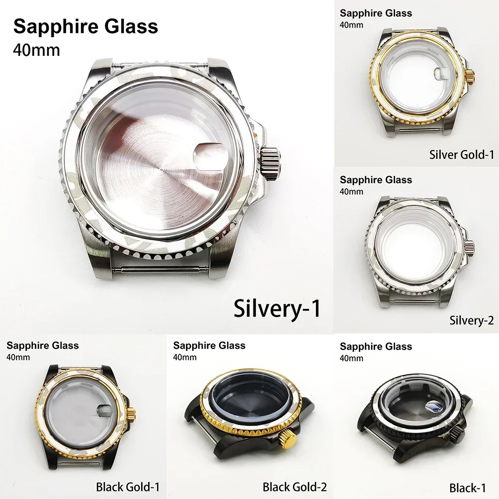 40mm SUB Stainless Steel Watch Case With Sapphire Glass Suitable For Japanese NH35 Movement Watch Accessories