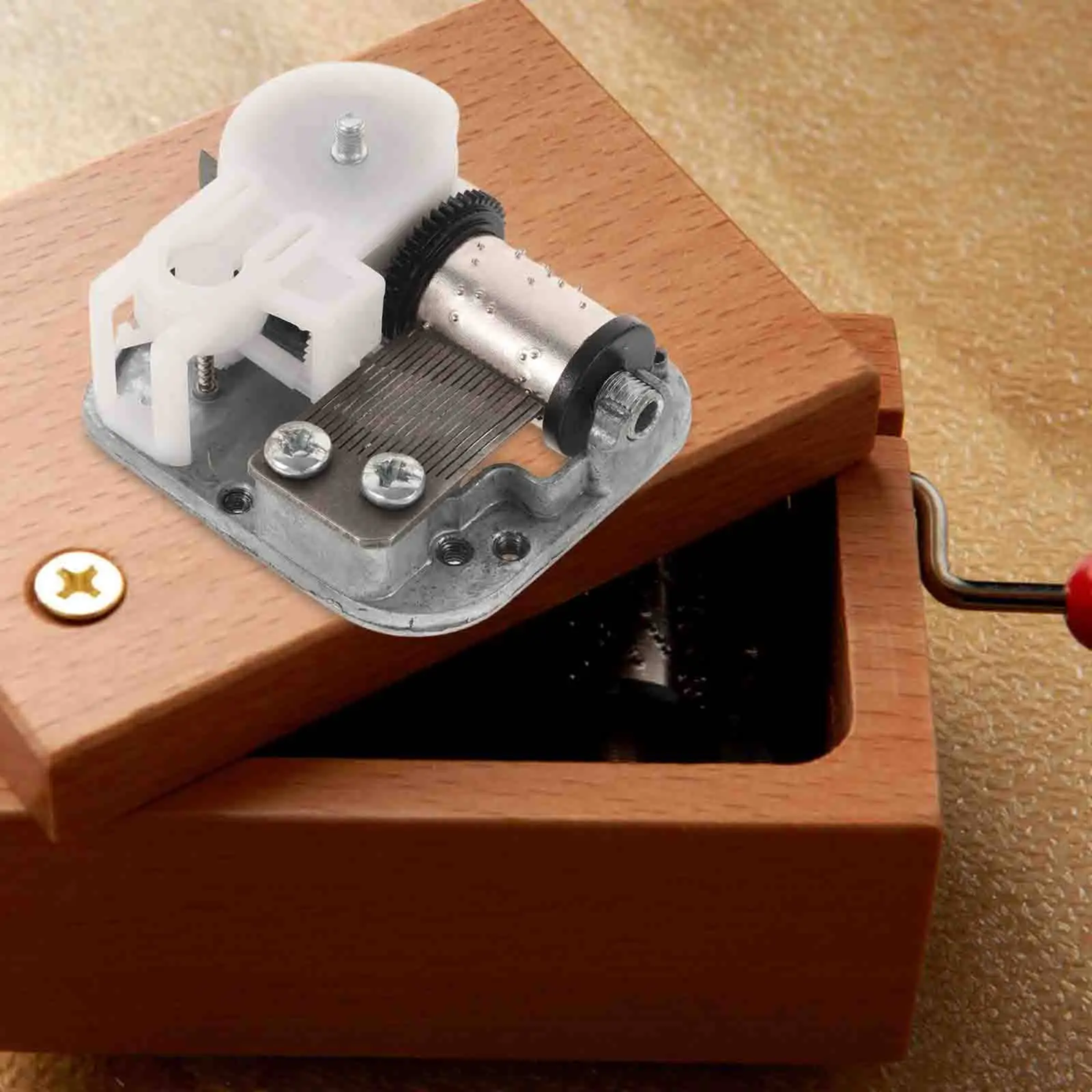 Music Box Double Headed Threaded Shaft Mechanism Wind Up Continuous Play Pause Function DIY Replacement Clockwork Movement