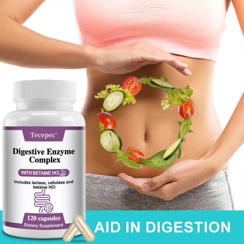 Digestive Enzymes Capsules, Natural Nutrient Supplement for Food Breakdown Digestion, Colon Detox, Gut Comfort & Immunity