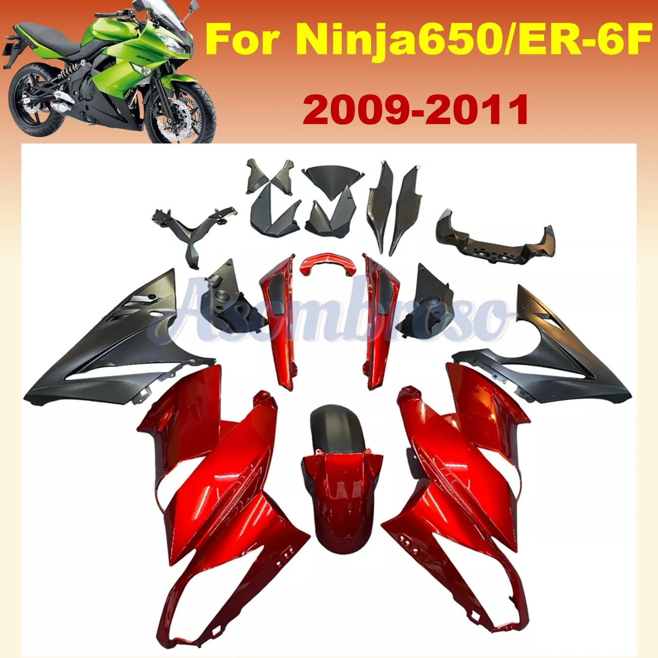 Orange Bodykit For Ninja650 2009 2010 2011 ER6F EX650 ER-6F Motorcycle Parts Full Fairing kit Kit