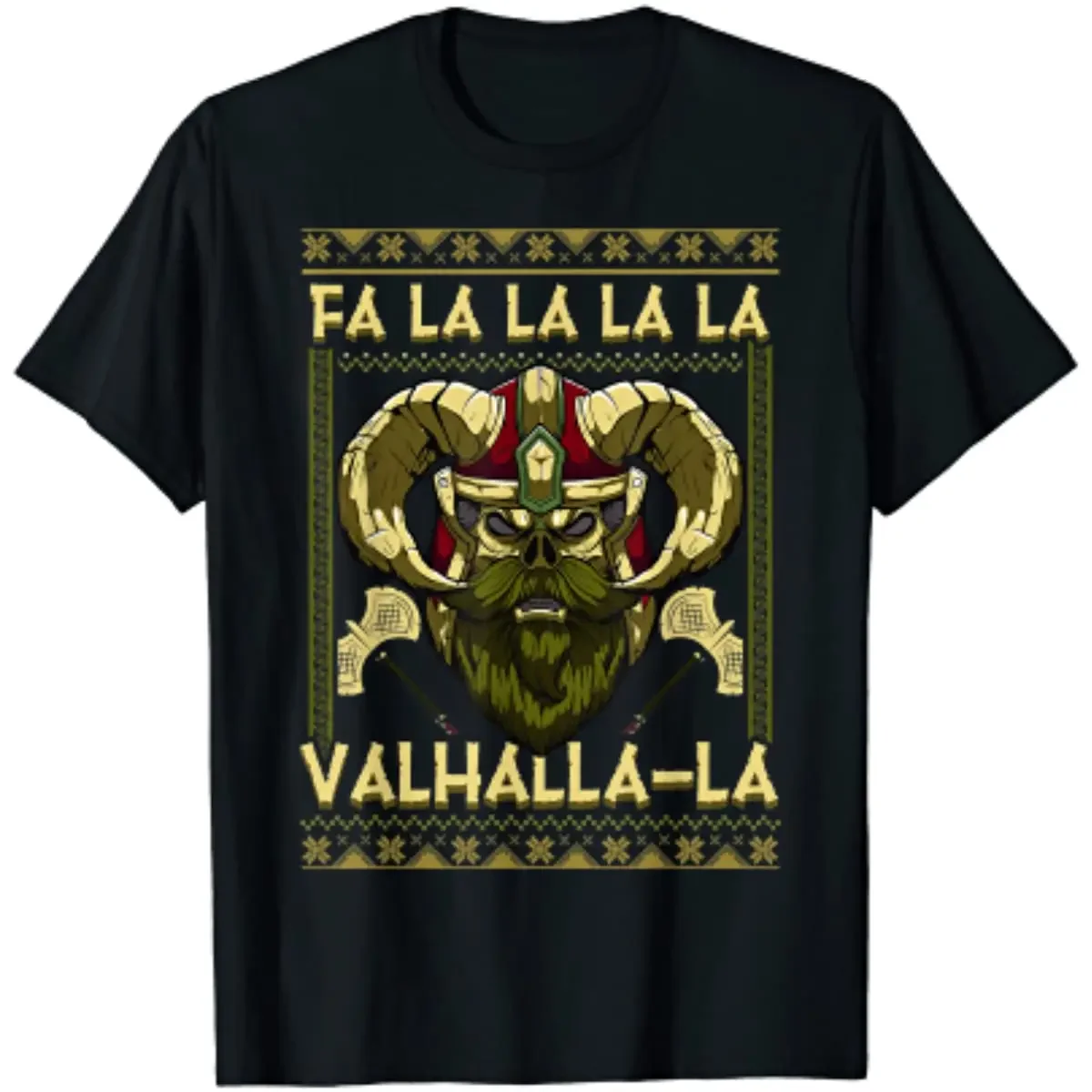 Fa La Valhalla La Nordic Warrior Family Pagan Christmas T-Shirt 100% Cotton O-Neck Short Sleeve Casual Mens Tshirt Size S-3XL