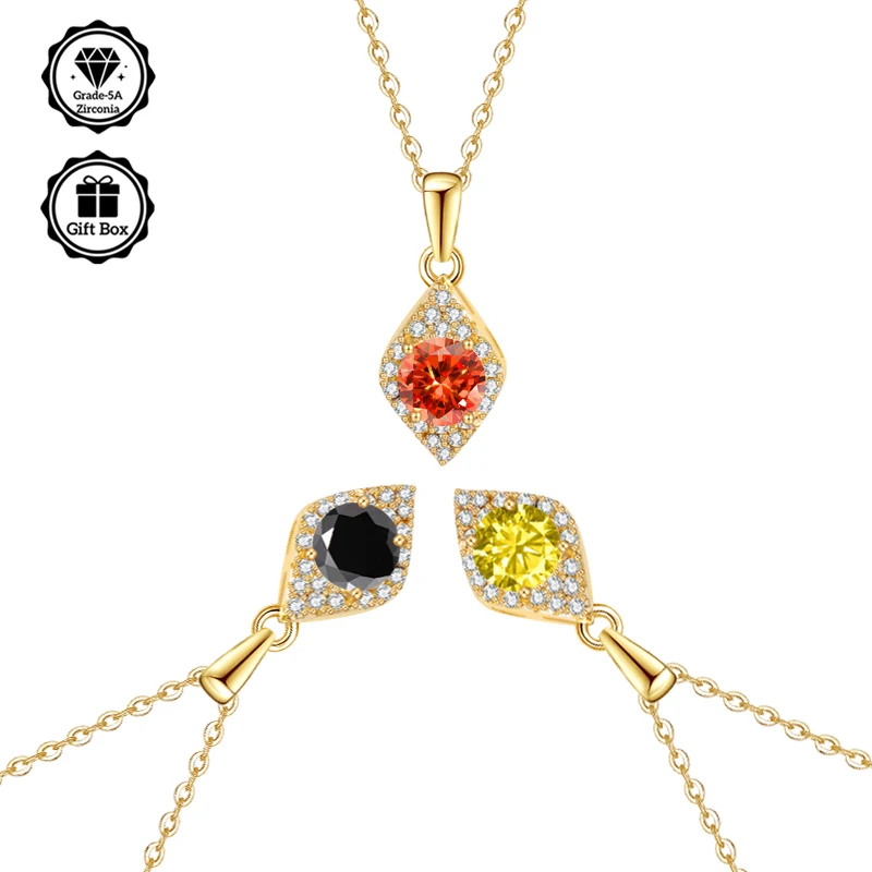 

LAMVOICE 0.5 carat zirconia necklace, Jewelry for women, christmas gift, high quality gift,S925 sterling silver necklace