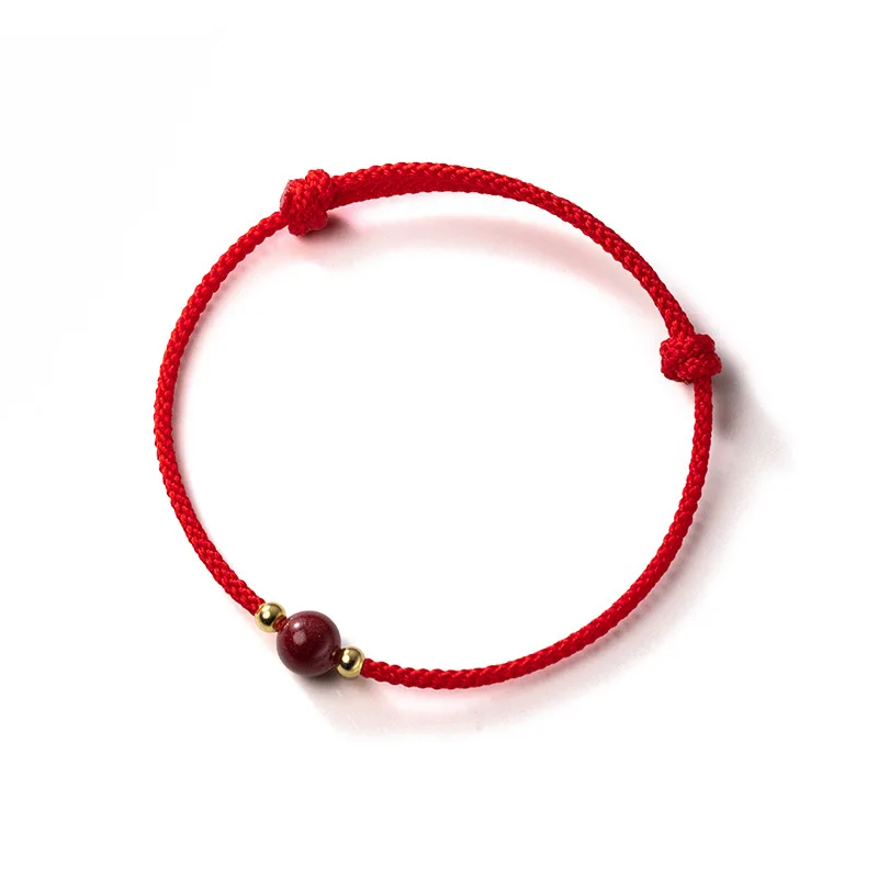 RYJU Natural Cinnabar Vermilion Red Rope Bracelet Female Lucky Rope Accessory Adjustable Couple Bracelet Valentine's Day Gift