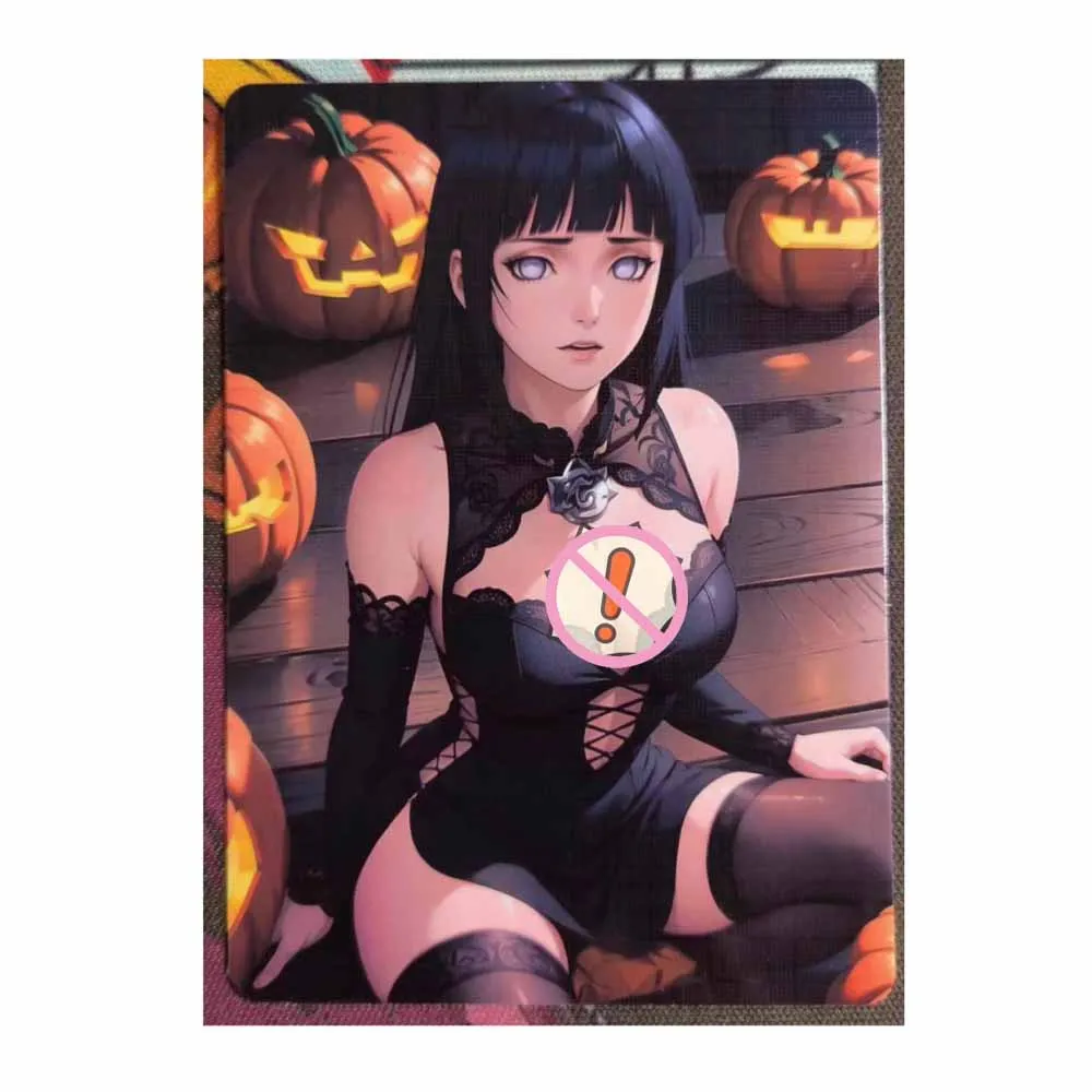 

DIY NARUTO Hyuga Hinata Hallowmas оригинальная серия цветная вспышка аниме периферийная игра коллекционная открытка праздничный подарок для детей