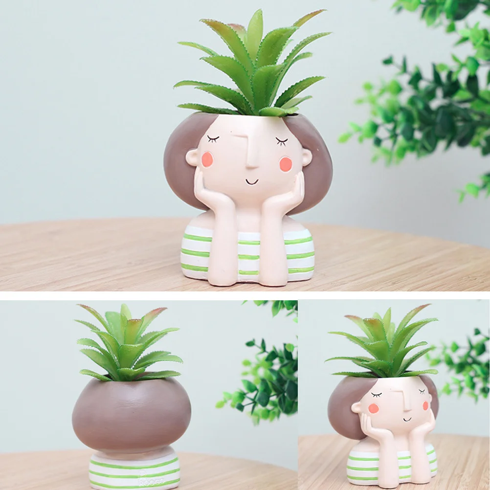

4Pcs Succulent Pots Resin Cute Cartoon Boy Flower Pot Small Durable Planters for Home Resin Pot Succulent Pots